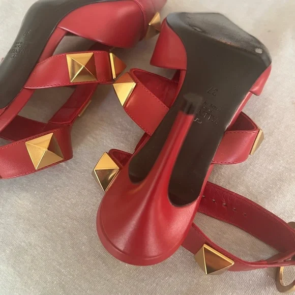 Valentino Red Studded Heels - Picture 15 of 16